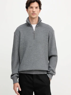 Paul&Shark sweter z dodatkiem wełny męski kolor szary z półgolfem 15311168
