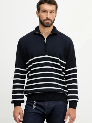 Paul&Shark sweter z wełną męski kolor granatowy lekki z golferm 15311142