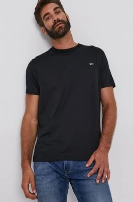 Paul&Shark T-shirt bawełniany kolor czarny gładki