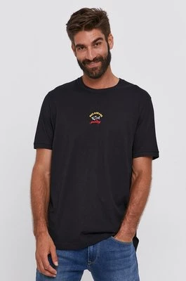 Paul&Shark T-shirt bawełniany kolor czarny z nadrukiem