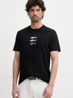 Paul&Shark t-shirt bawełniany męski kolor czarny z nadrukiem 25411005