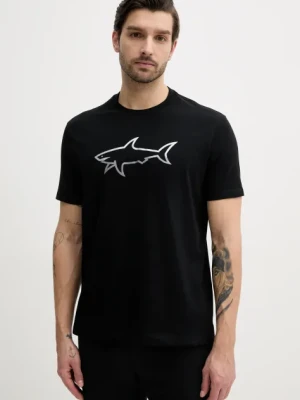 Paul&Shark t-shirt bawełniany męski kolor czarny z nadrukiem 25411078