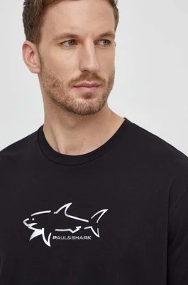 Paul&Shark t-shirt bawełniany męski kolor czarny z nadrukiem 23411198