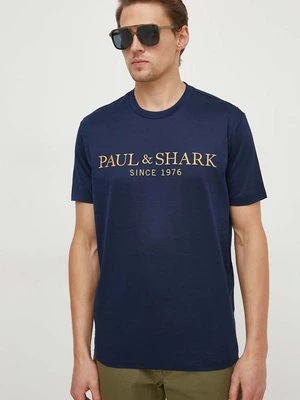 Paul&Shark t-shirt bawełniany męski kolor granatowy z aplikacją 24411020