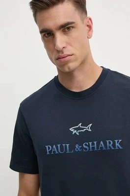 Paul&Shark t-shirt bawełniany męski kolor granatowy z nadrukiem 14311604