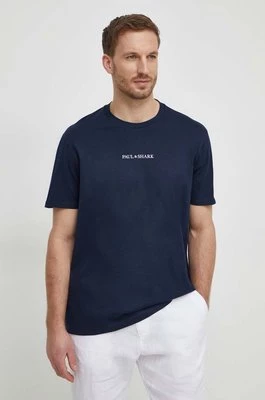 Paul&Shark t-shirt bawełniany męski kolor granatowy z nadrukiem 24411069