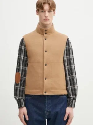 Paul Smith bezrękawnik puchowy męski kolor brązowy zimowy M1R-058Z-N02472