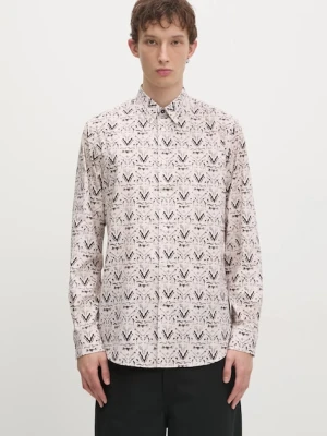 Paul Smith koszula bawełniana męska kolor beżowy regular z kołnierzykiem klasycznym M1R-901U-P02598
