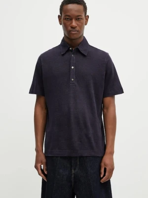 Paul Smith polo lniane męski kolor granatowy gładki M1R-446Z-P01764