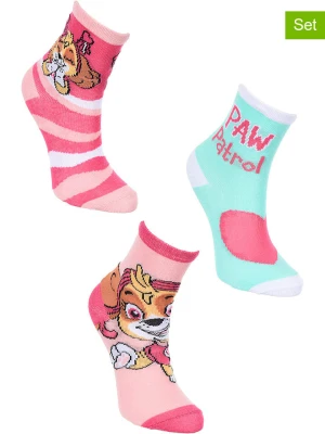 Paw Patrol Skarpety (3 pary) "Psi patrol" w kolorze jasnoróżowo-turkusowym rozmiar: 27-30
