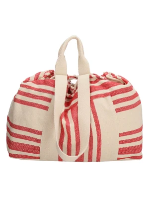 PE FLORENCE Torba plażowa w kolorze czerwono-kremowym - 55 x 38 x 15 cm rozmiar: onesize