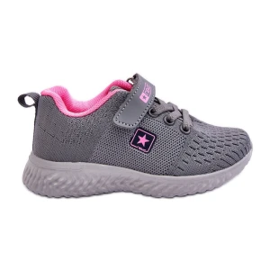 PE1 Dziecięce Buty Sportowe Na Rzep Szare Brego