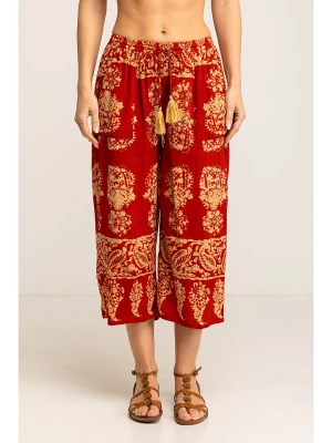 Peace & Love Spodnie w kolorze czerwono-beżowym rozmiar: L