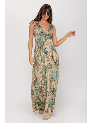 Peace & Love Sukienka w kolorze beżowo-turkusowym rozmiar: L