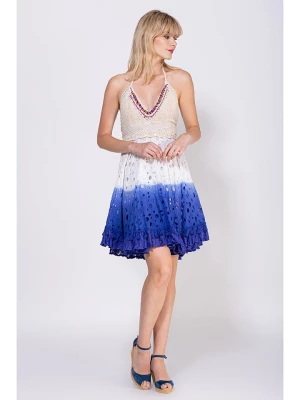 Peace & Love Sukienka w kolorze niebiesko-kremowym rozmiar: M
