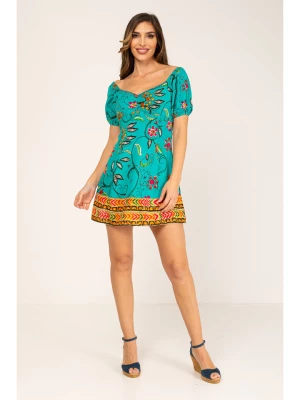 Peace & Love Sukienka w kolorze turkusowym ze wzorem rozmiar: L