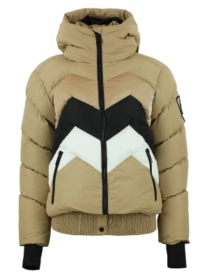 Peak Mountain Kurtka narciarska "Arulis" w kolorze beżowo-czarno-białym rozmiar: L