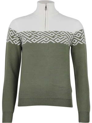 Peak Mountain Sweter "Akar" w kolorze oliwkowo-białym rozmiar: M