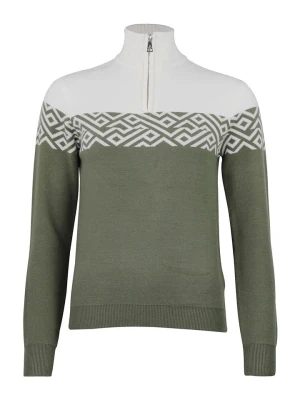 Peak Mountain Sweter "Akar" w kolorze zielono-białym rozmiar: L