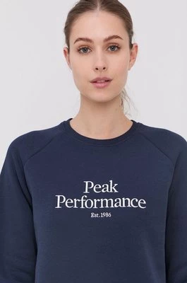 Peak Performance Bluza damska kolor granatowy z aplikacją