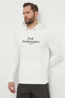 Peak Performance bluza męska kolor biały z kapturem z aplikacją