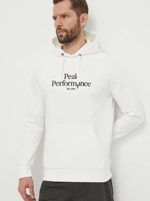 Peak Performance bluza męska kolor biały z kapturem z aplikacją