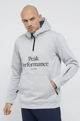 Peak Performance Bluza męska kolor szary z kapturem z nadrukiem