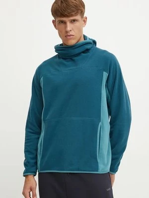 Peak Performance bluza Treeline Fleece męska kolor turkusowy z kapturem wzorzysta G79917