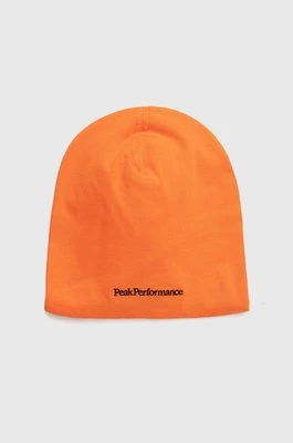 Peak Performance czapka bawełniana kolor pomarańczowy z cienkiej dzianiny bawełniana