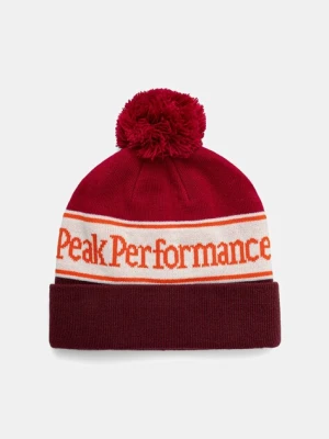 Peak Performance czapka kolor bordowy z grubej dzianiny