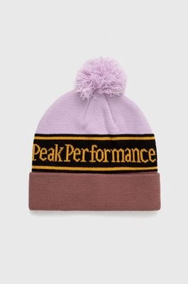 Peak Performance czapka kolor fioletowy z grubej dzianiny