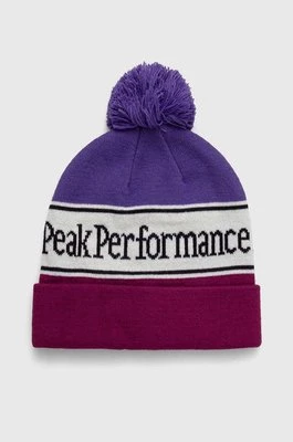 Peak Performance czapka kolor fioletowy z grubej dzianiny