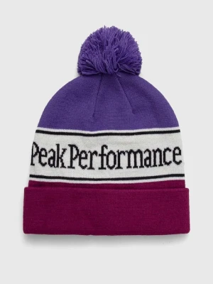 Peak Performance czapka kolor fioletowy z grubej dzianiny