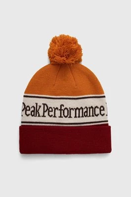Peak Performance czapka kolor pomarańczowy z grubej dzianiny