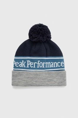 Peak Performance czapka kolor szary z grubej dzianiny