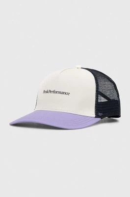 Peak Performance czapka z daszkiem kolor fioletowy z nadrukiem