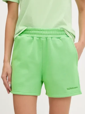 Peak Performance szorty damskie kolor zielony gładkie high waist