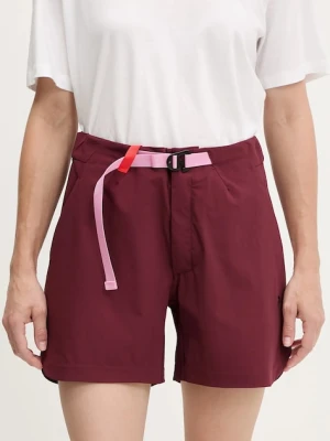 Peak Performance szorty outdoorowe Vislight damskie kolor bordowy gładkie high waist G80244