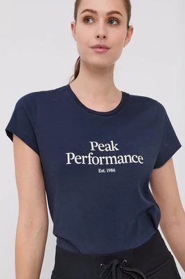 Peak Performance T-shirt bawełniany kolor granatowy