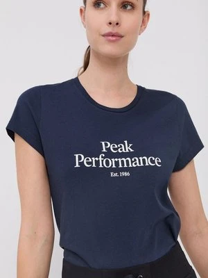 Peak Performance T-shirt bawełniany kolor granatowy