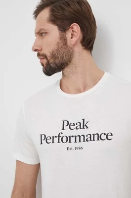 Peak Performance t-shirt bawełniany męski kolor biały z nadrukiem