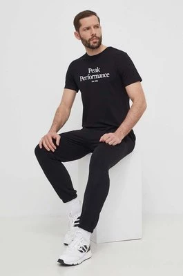 Peak Performance t-shirt bawełniany męski kolor czarny z nadrukiem