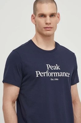 Peak Performance t-shirt bawełniany męski kolor granatowy z nadrukiem