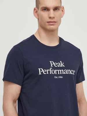 Peak Performance t-shirt bawełniany męski kolor granatowy z nadrukiem