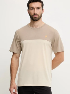 Peak Performance t-shirt sportowy męski kolor beżowy wzorzysty G80177