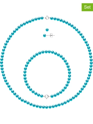 Pearl Addict 3-częściowy zestaw biżuterii z perłami w kolorze turkusowym rozmiar: onesize