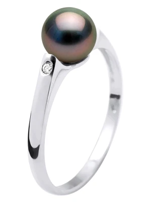 Pearl Addict Srebrny pierścionek z diamentem i perłą rozmiar: 58