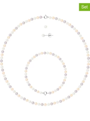 Pearline 3-częściowy zestaw biżuterii z perłami w różnych kolorach rozmiar: onesize