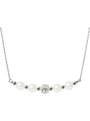 Pearline Srebrny naszyjnik z kryształkami i perłami w kolorze białym - dł. 38 cm rozmiar: onesize