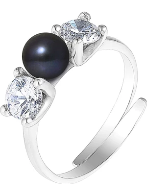 Mitzuko Srebrny pierścionek z perłą w kolorze granatowym rozmiar: onesize